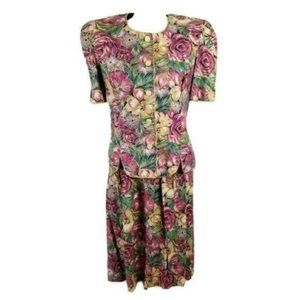 VINTAGE S.L. Fashions Floral 2 Piece Top Skirt